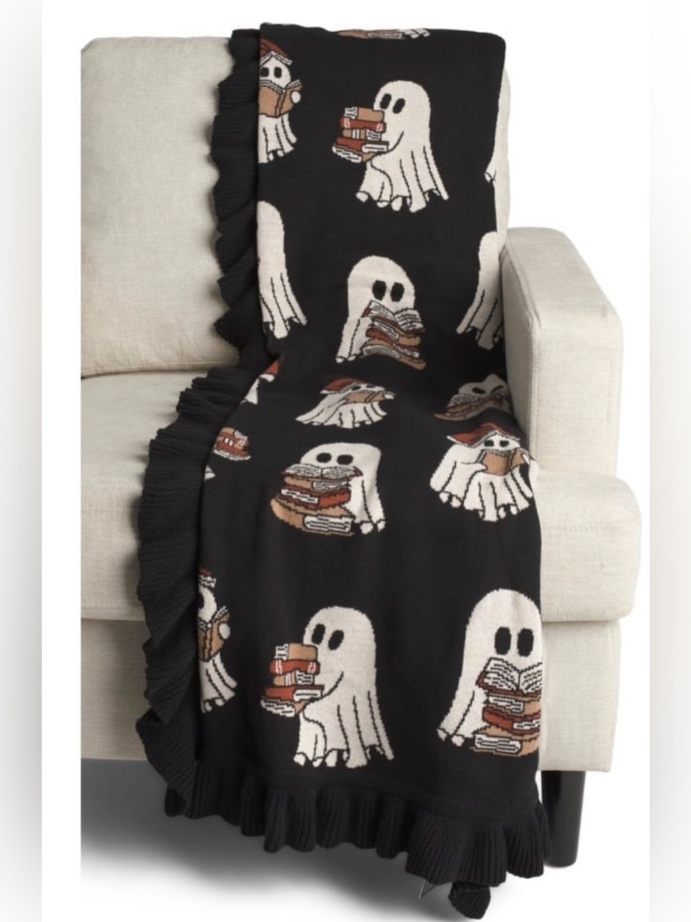 NWT Viral Halloween Ghost & Books Reversible Throw Blanket 
Size 50x70